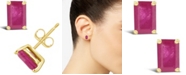 Macy's Ruby (1-3/8 ct. t.w.) Stud Earrings in 14k Yellow Gold (Also in Emerald)